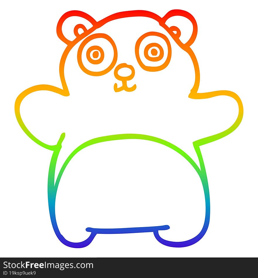 rainbow gradient line drawing cartoon teddy bear