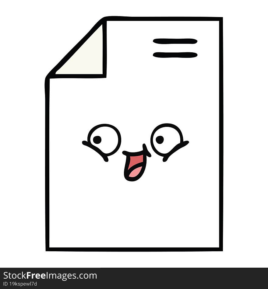 cute cartoon of a sheet of paper. cute cartoon of a sheet of paper