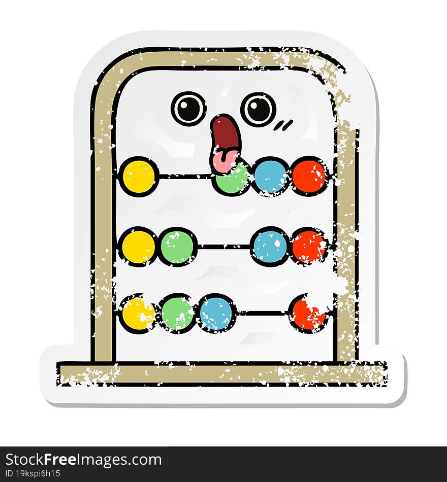 distressed sticker of a cute cartoon abacus