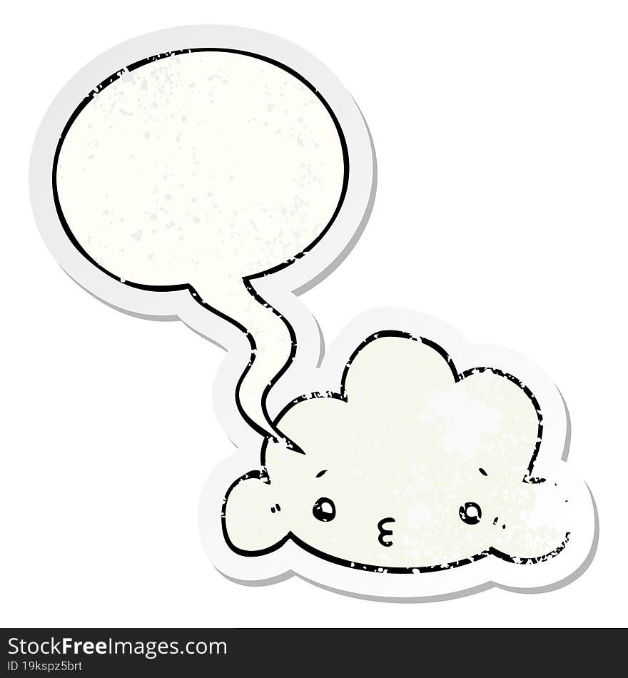 cartoon cloud and speech bubble distressed sticker