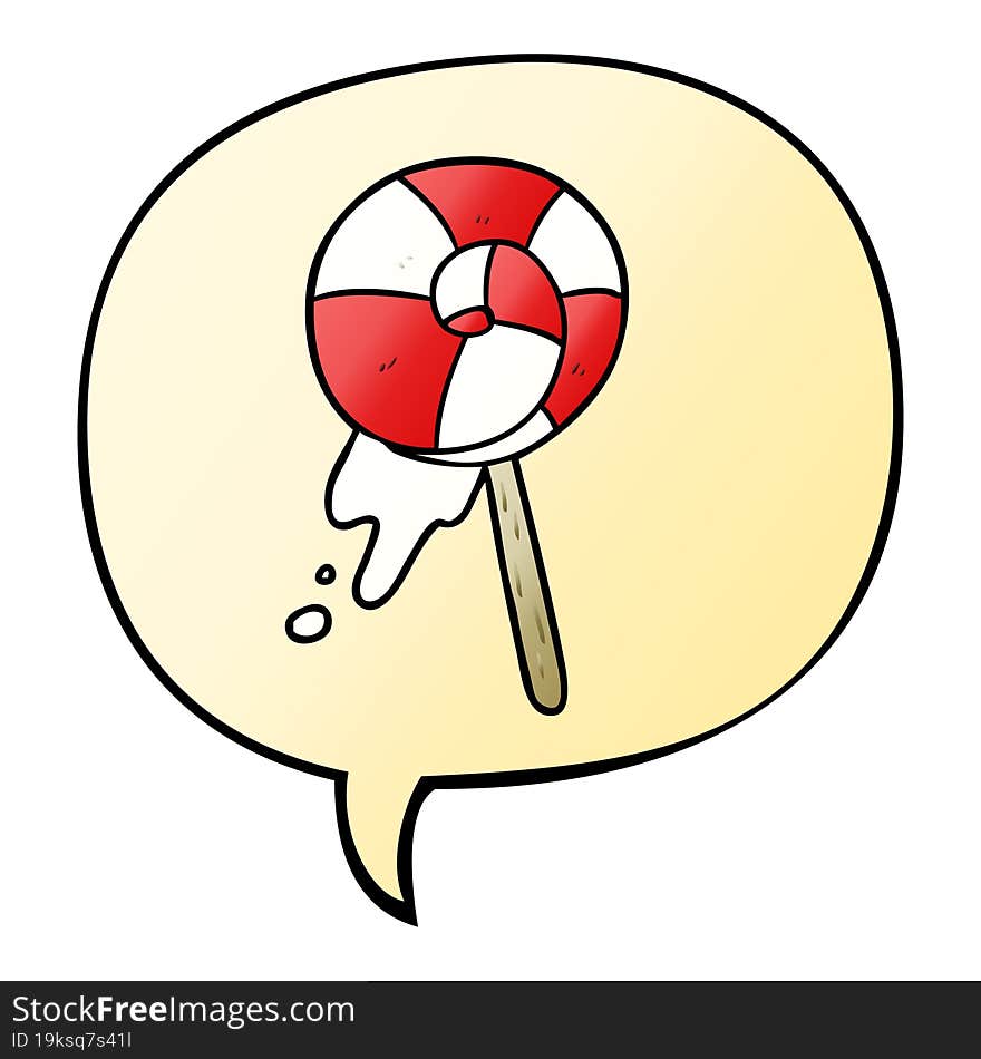 Cartoon Traditional Lollipop And Speech Bubble In Smooth Gradient Style