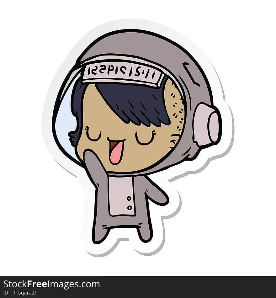 sticker of a cartoon astronaut woman