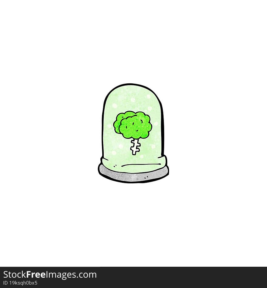 Cartoon Brain In Jar