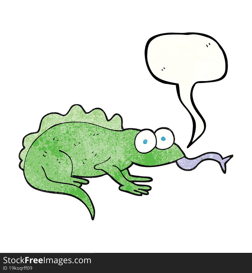 speech bubble textured cartoon lizard