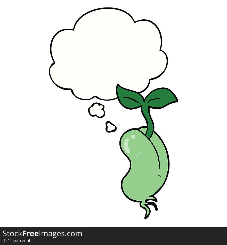 Cartoon Sprouting Seed And Thought Bubble