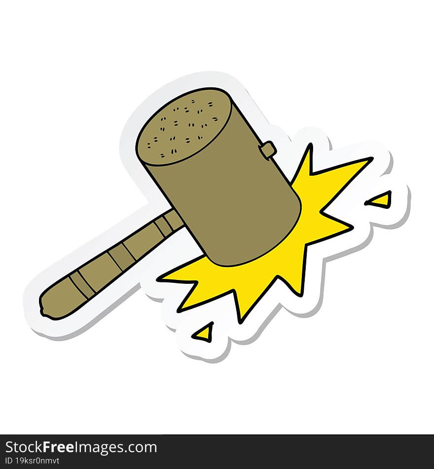 sticker of a cartoon banging gavel