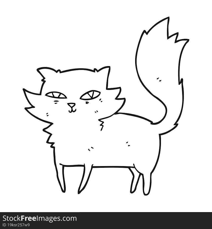 black and white cartoon cat