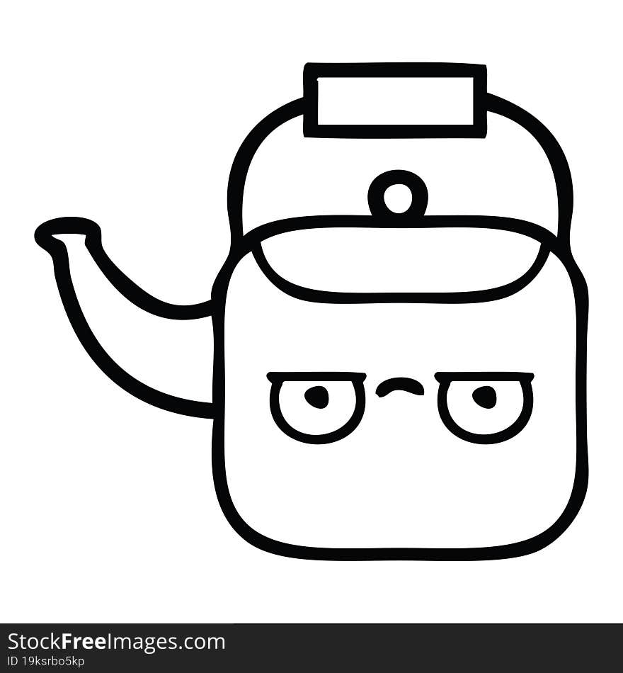 Line Drawing Cartoon Kettle