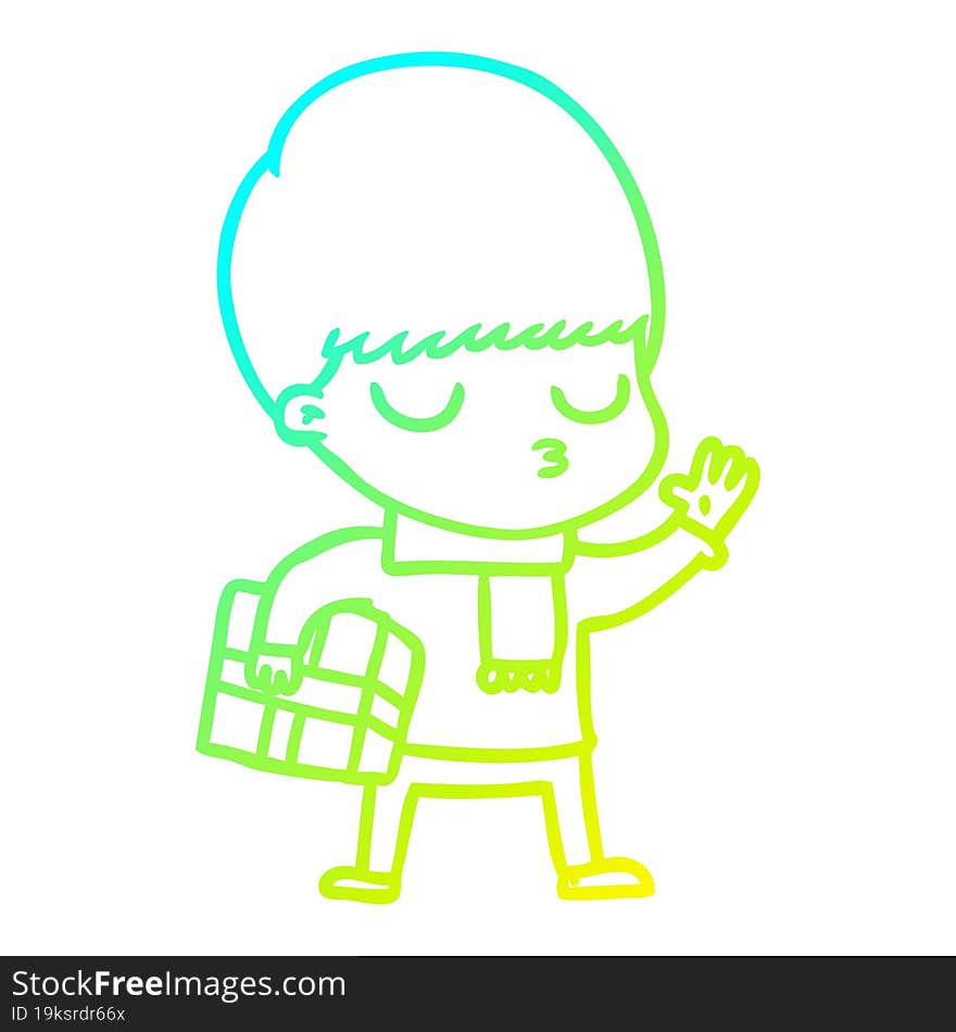 cold gradient line drawing cartoon calm boy