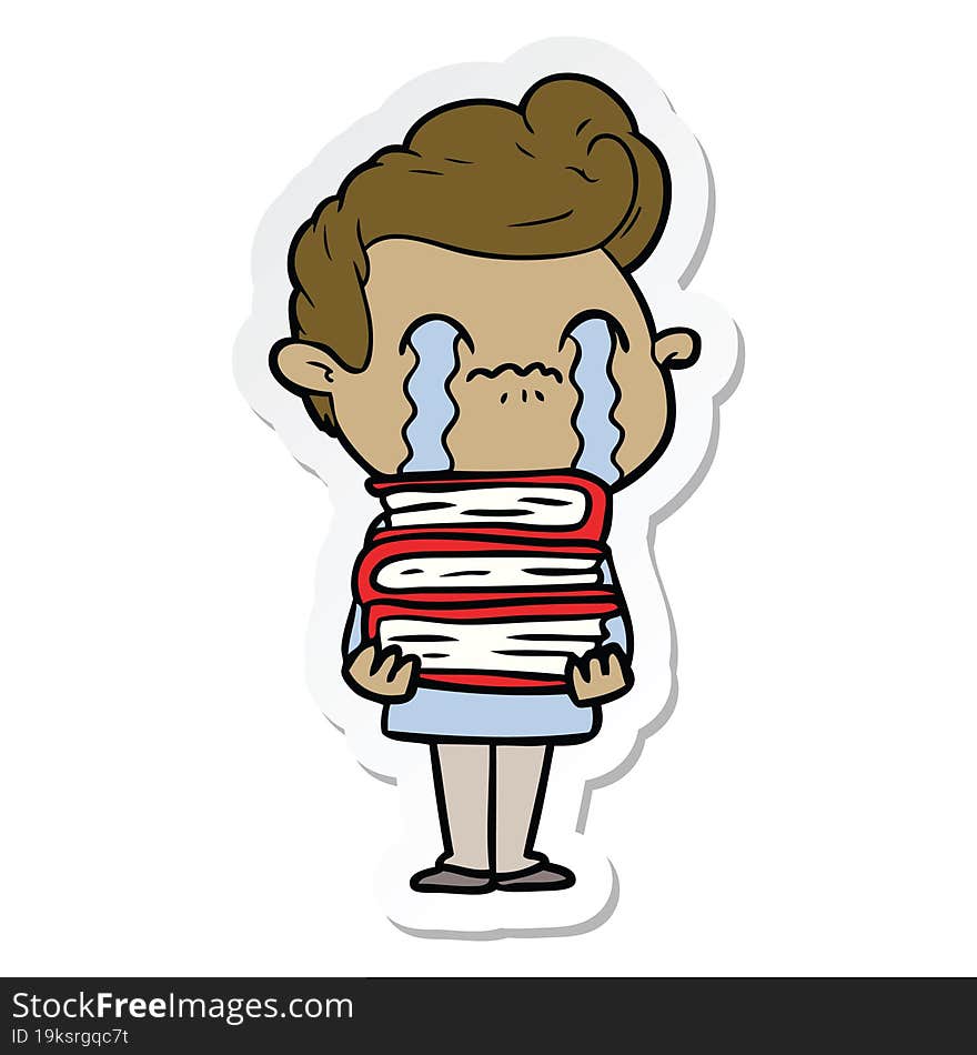 sticker of a cartoon man crying