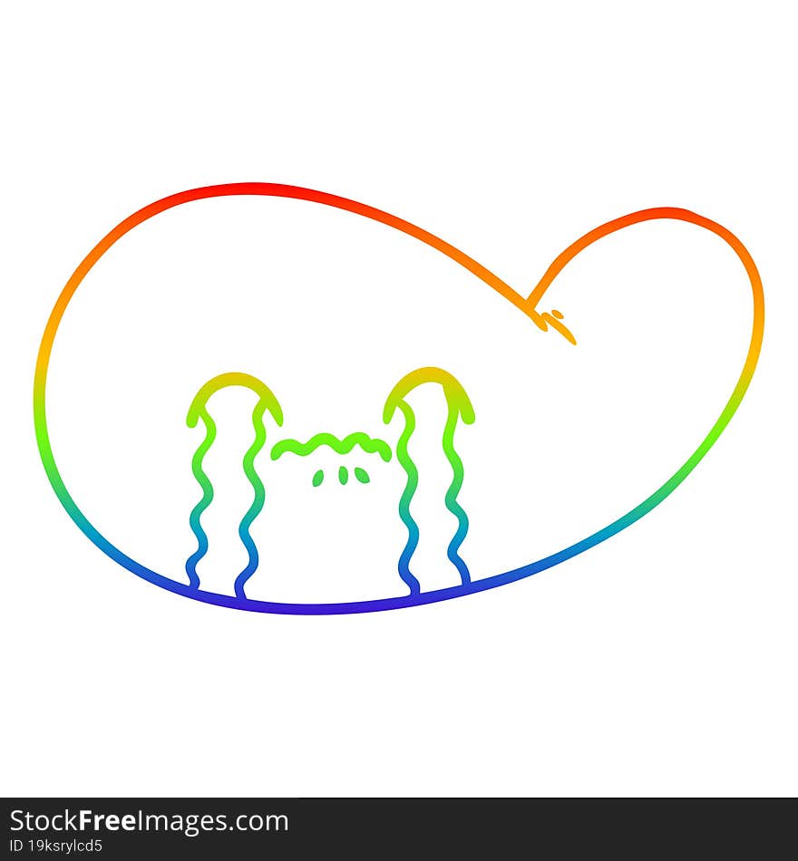 Rainbow Gradient Line Drawing Cartoon Gall Bladder Crying