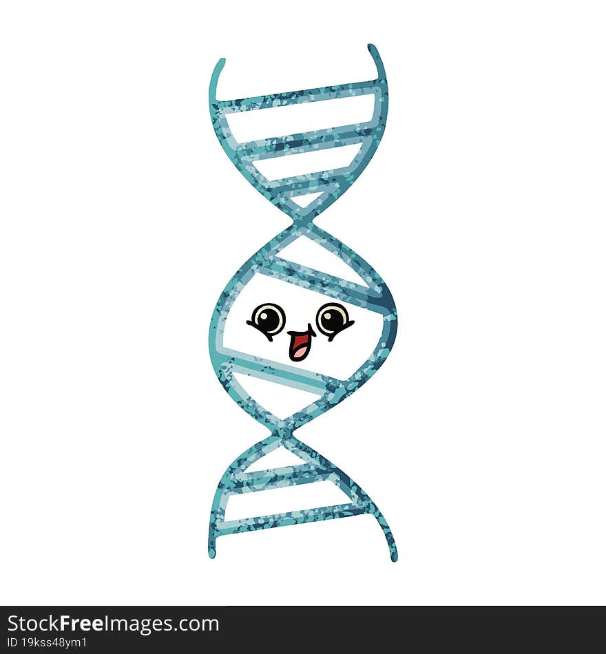 retro illustration style cartoon of a DNA strand