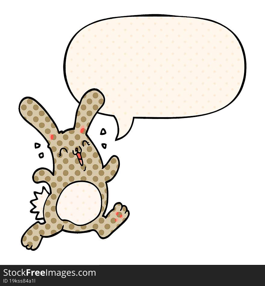 Cartoon Rabbit And Speech Bubble In Comic Book Style