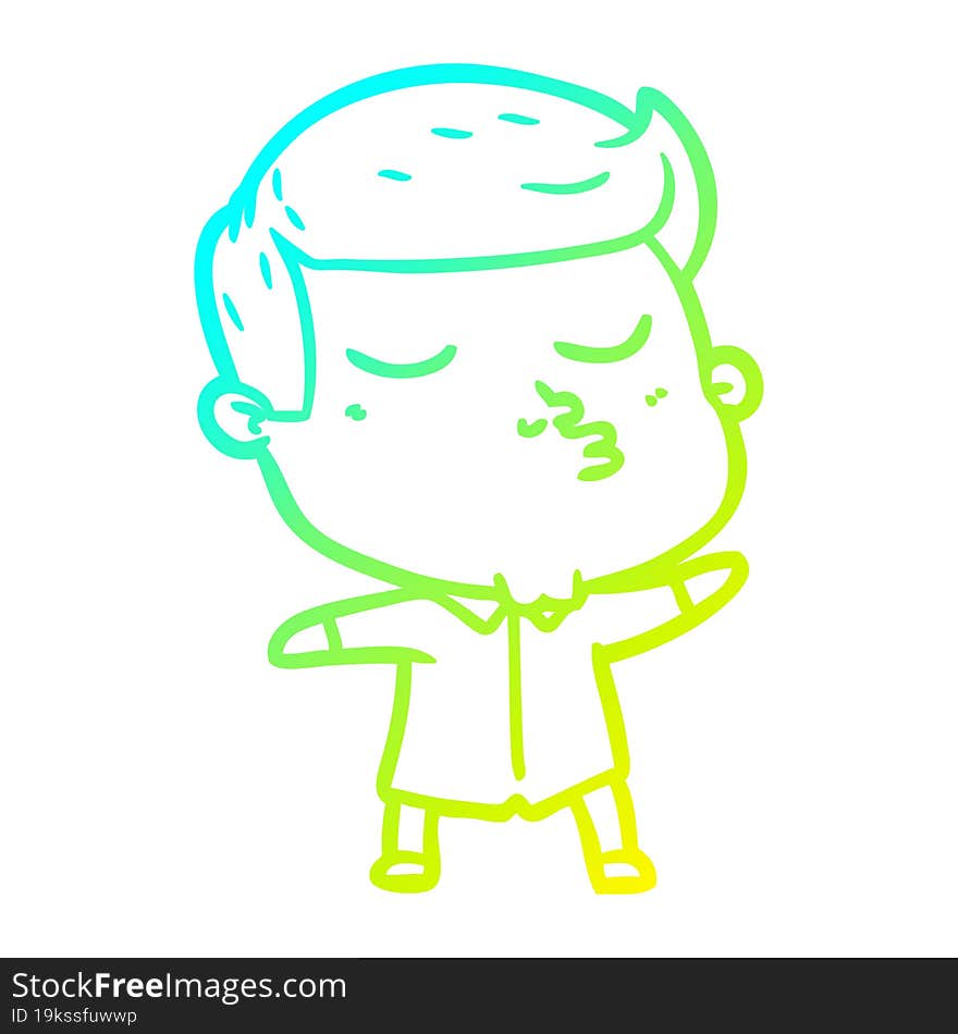 cold gradient line drawing cartoon model guy pouting