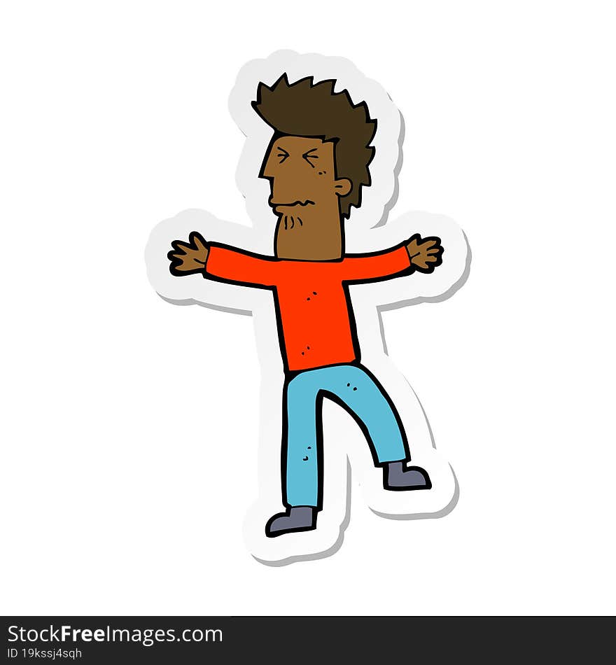 sticker of a cartoon stressed man