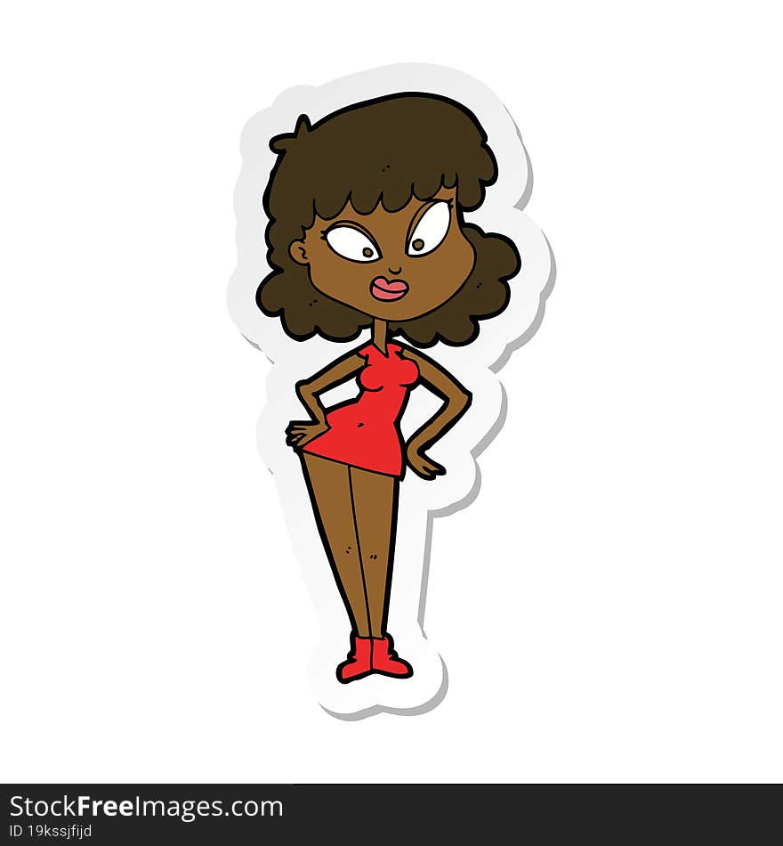 sticker of a cartoon woman with hands on hips