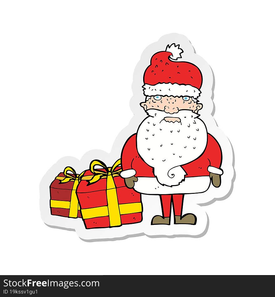 Sticker Of A Cartoon Santa Claus