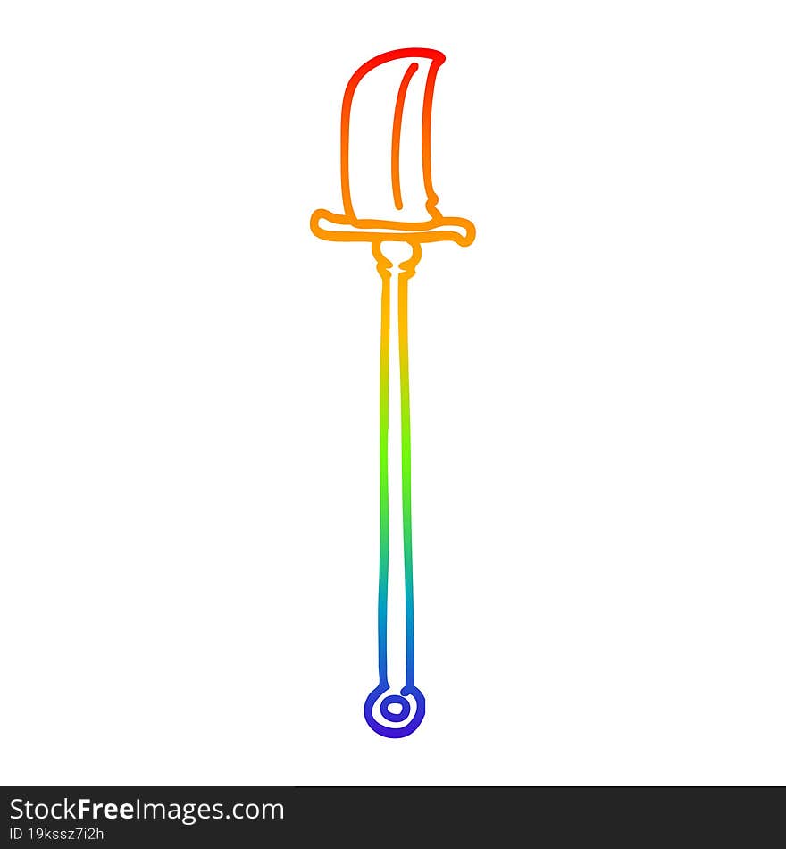 rainbow gradient line drawing cartoon bronze halberd