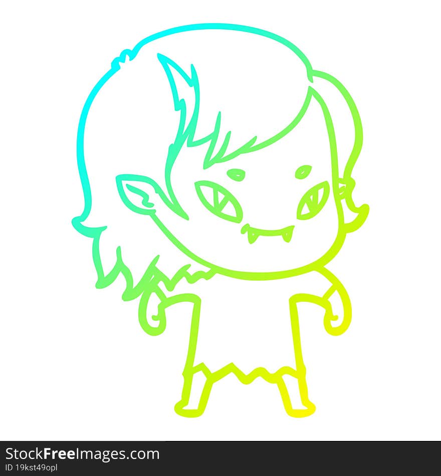 cold gradient line drawing cartoon friendly vampire girl