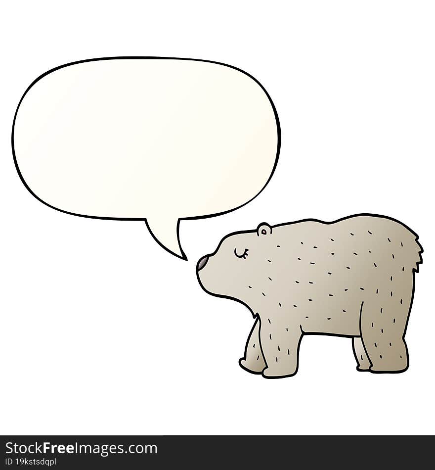 cartoon bear and speech bubble in smooth gradient style
