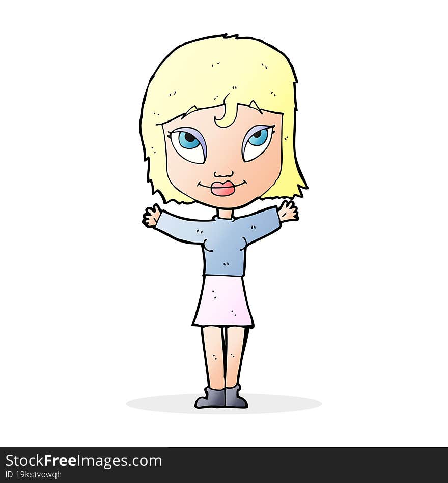 cartoon woman with open arms