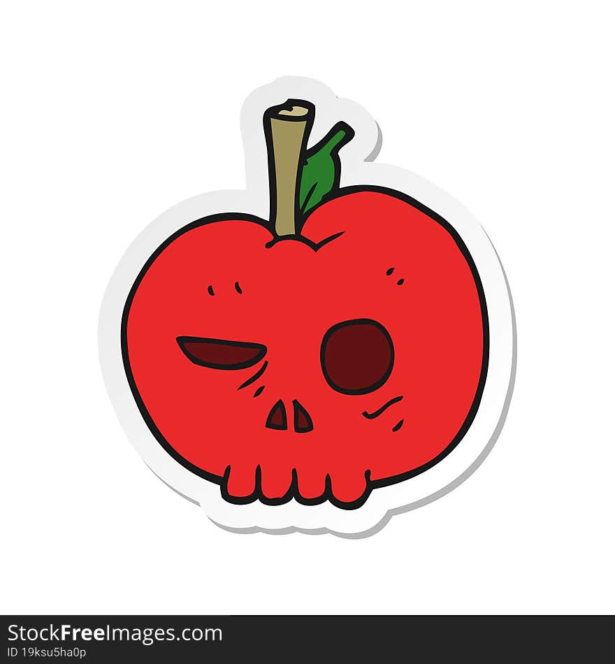 Sticker Of A Cartoon Poison Apple