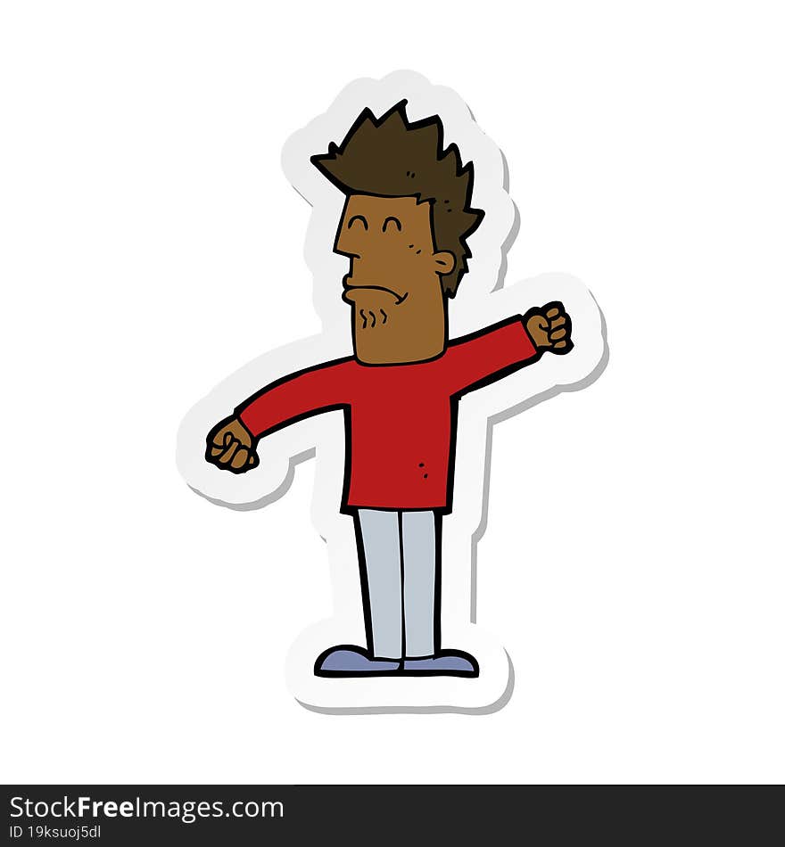 Sticker Of A Cartoon Stressed Man