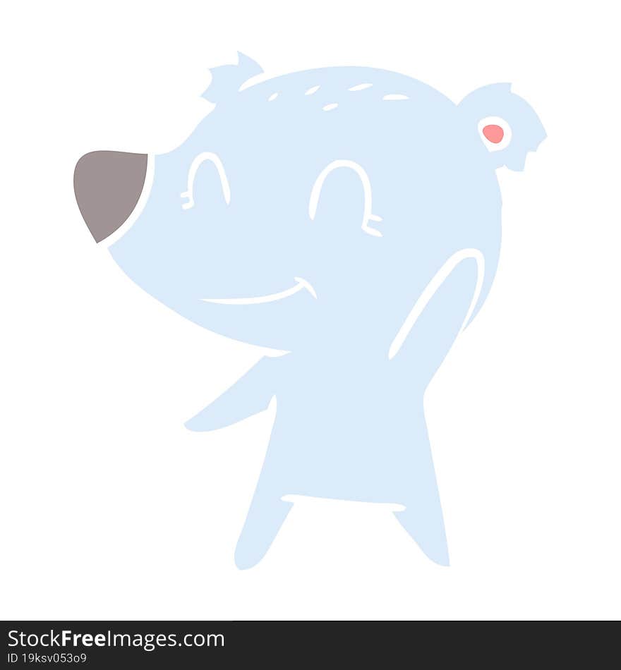 Friendly Bear Flat Color Style Cartoon