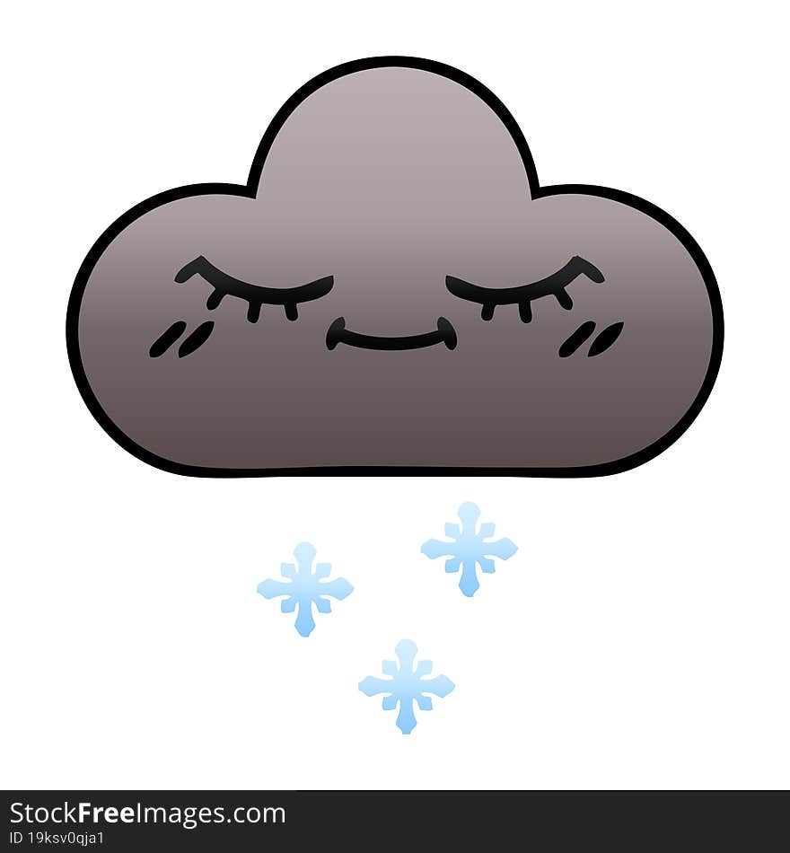 Gradient Shaded Cartoon Storm Snow Cloud