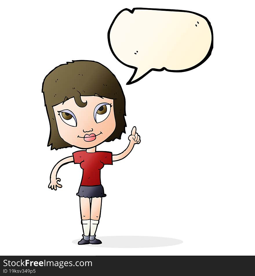 cartoon woman with idea with speech bubble