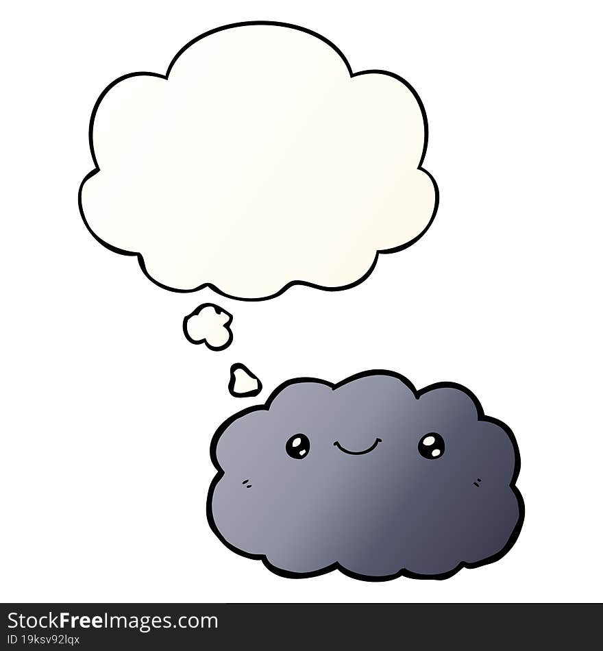 cartoon cloud and thought bubble in smooth gradient style