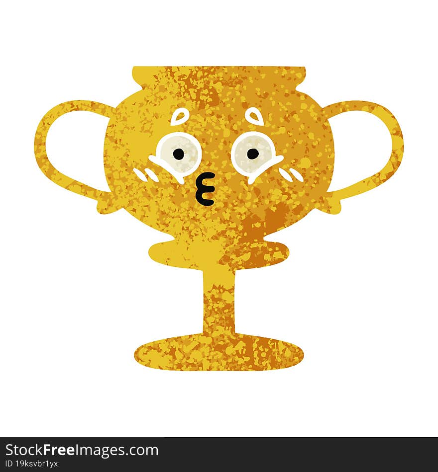 retro illustration style cartoon trophy