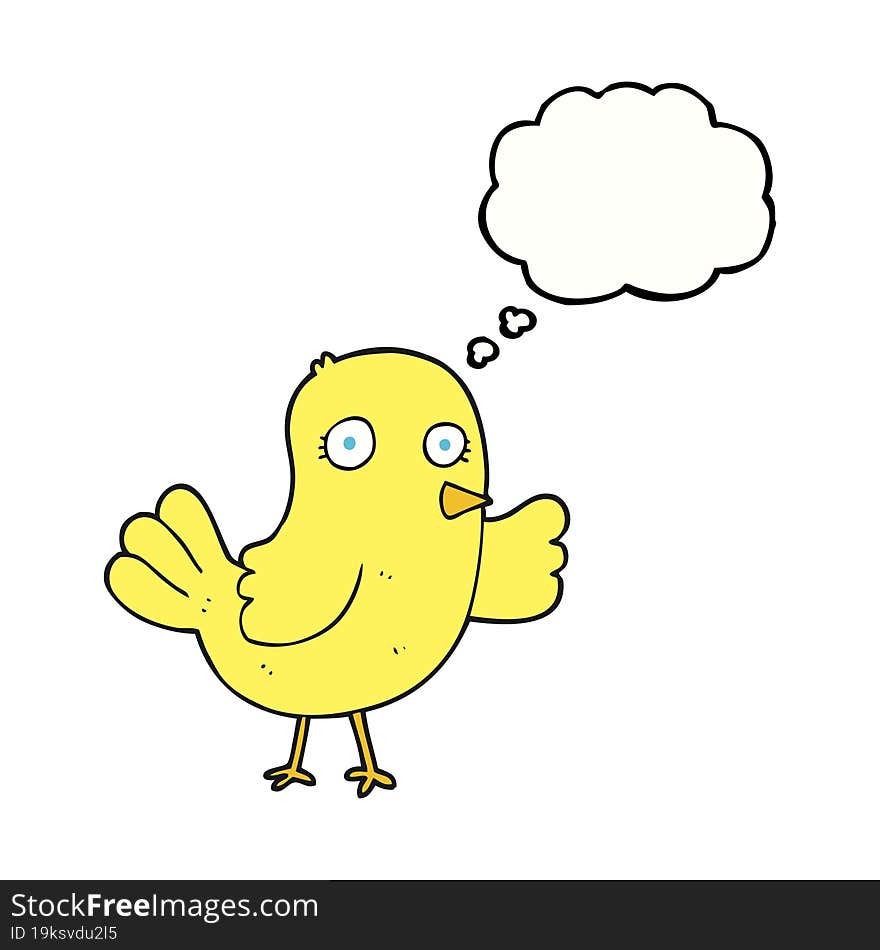 freehand drawn thought bubble cartoon bird