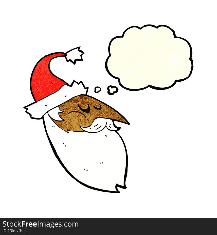 cartoon santa face with thought bubble