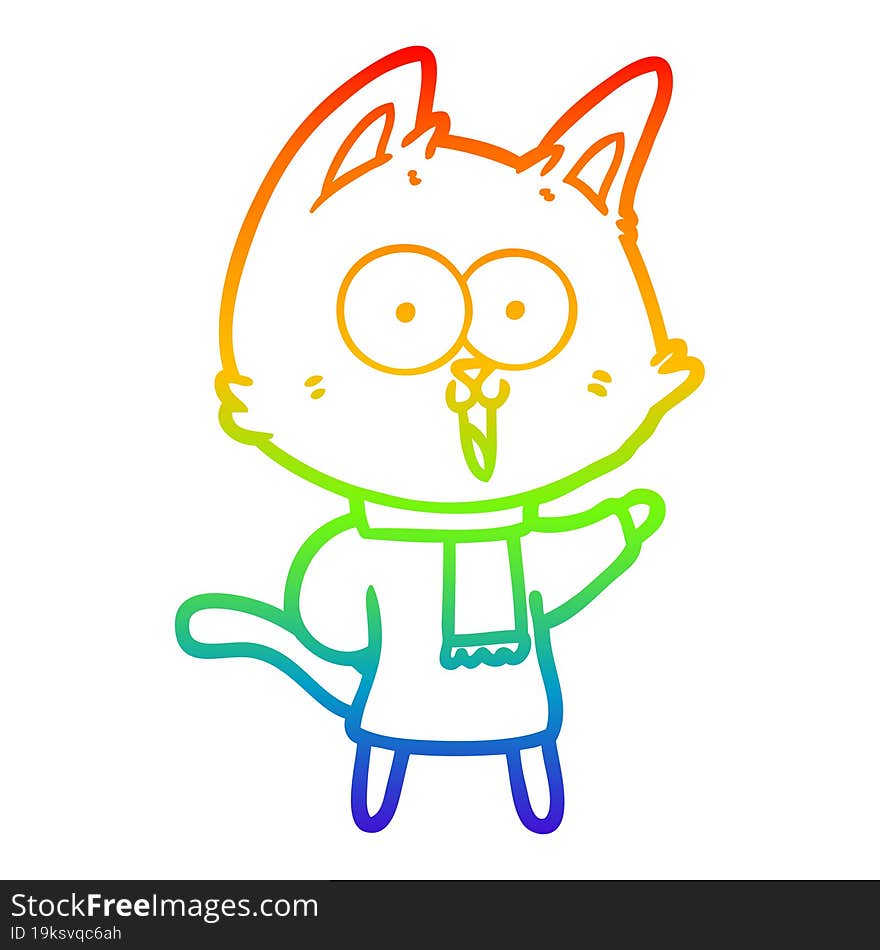 rainbow gradient line drawing funny cartoon cat