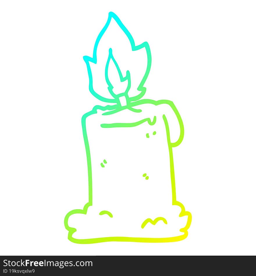 cold gradient line drawing cartoon burning candle