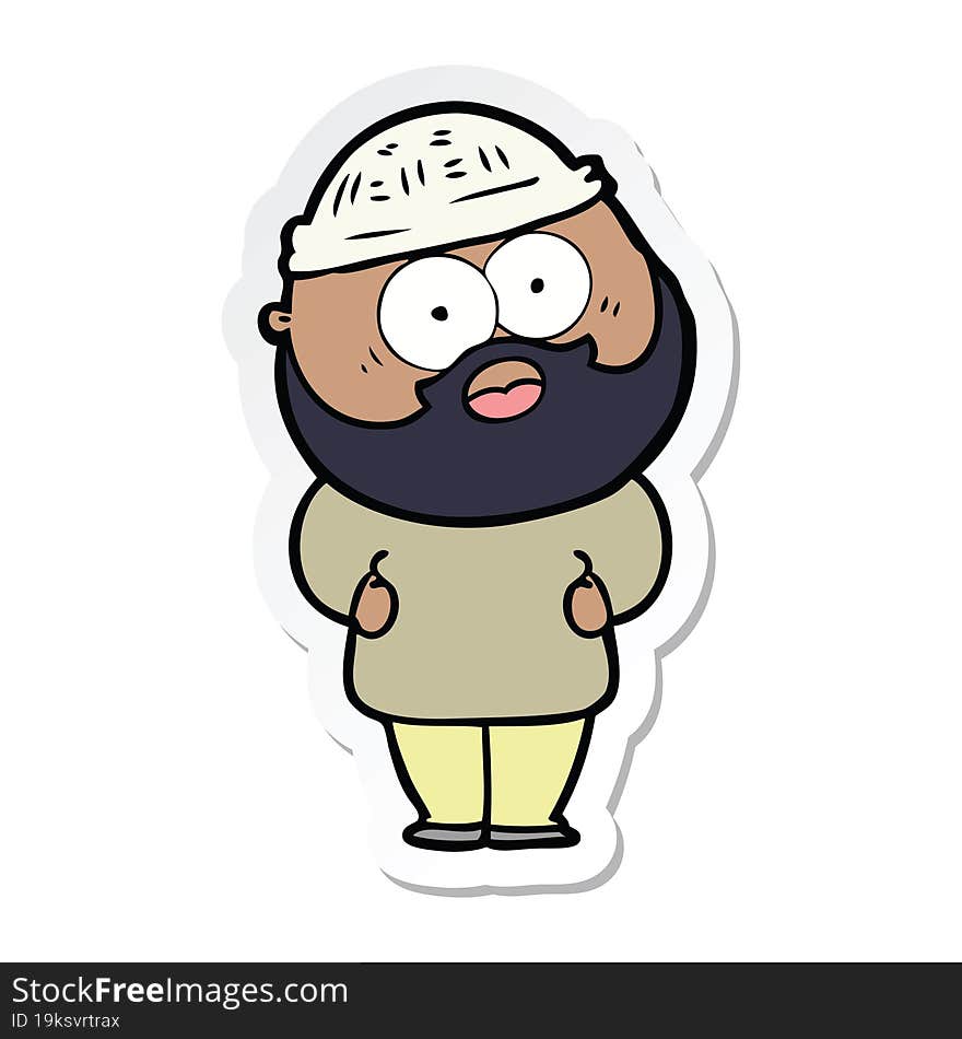 sticker of a cartoon surprised bearded man