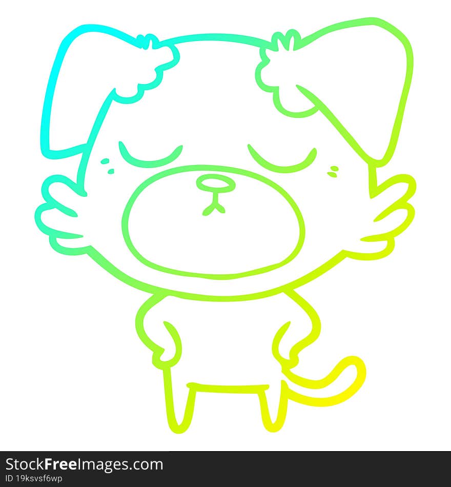 cold gradient line drawing of a cute cartoon dog