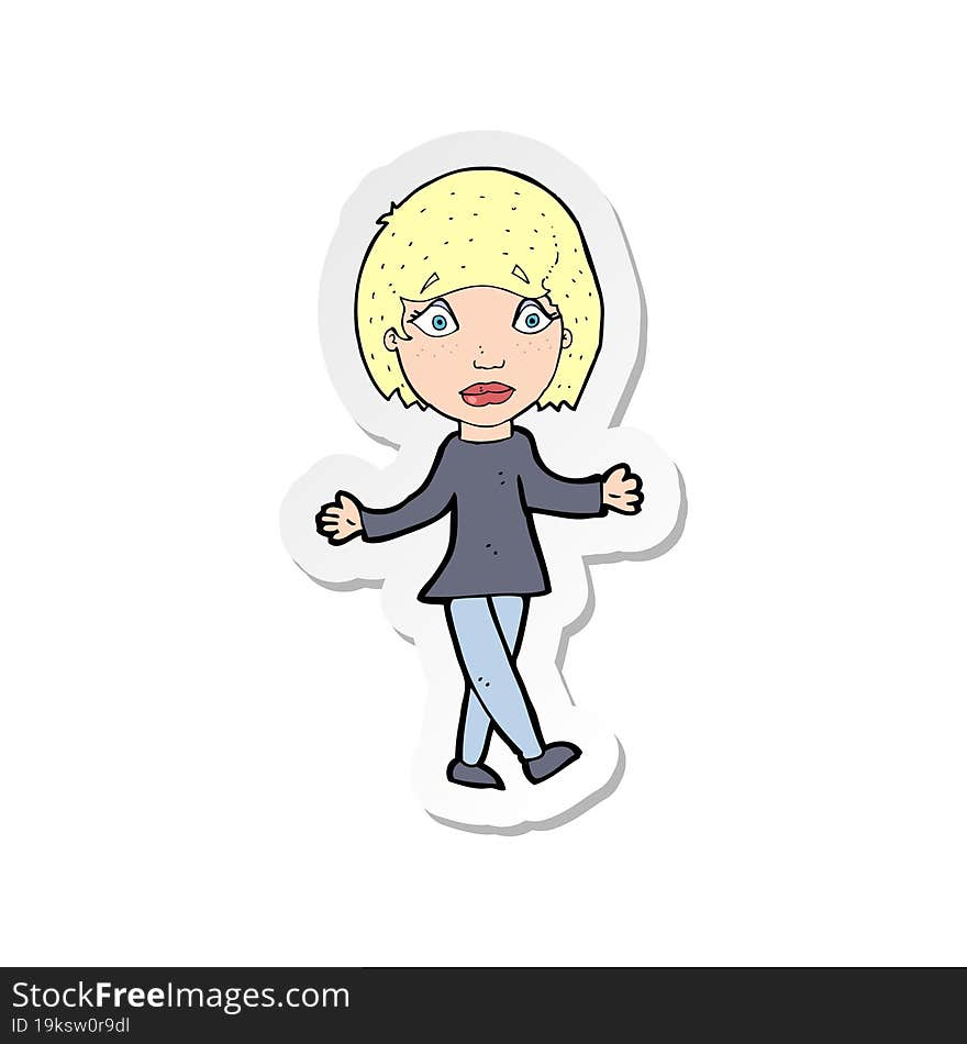 sticker of a cartoon suprised woman