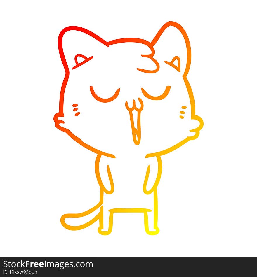 warm gradient line drawing cartoon cat singing