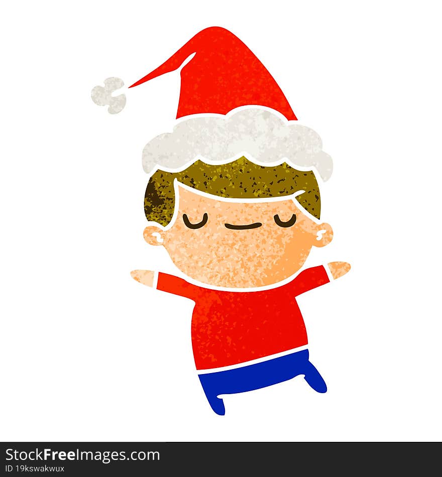 christmas retro cartoon of kawaii boy