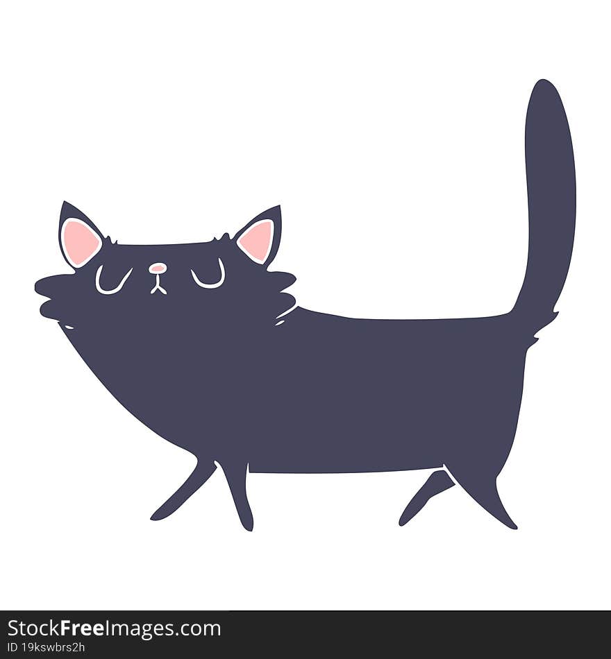 flat color style cartoon black cat