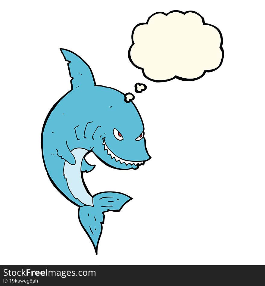 funny cartoon shark with thought bubble