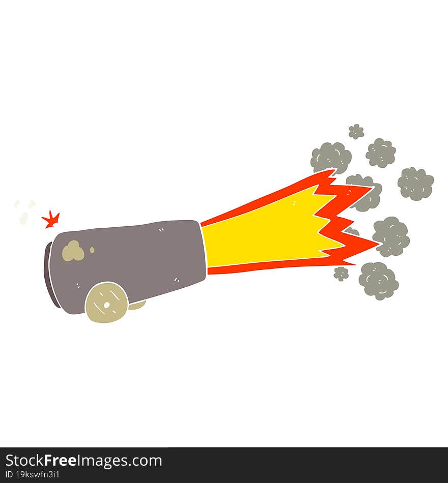 flat color illustration of a cartoon firing cannon