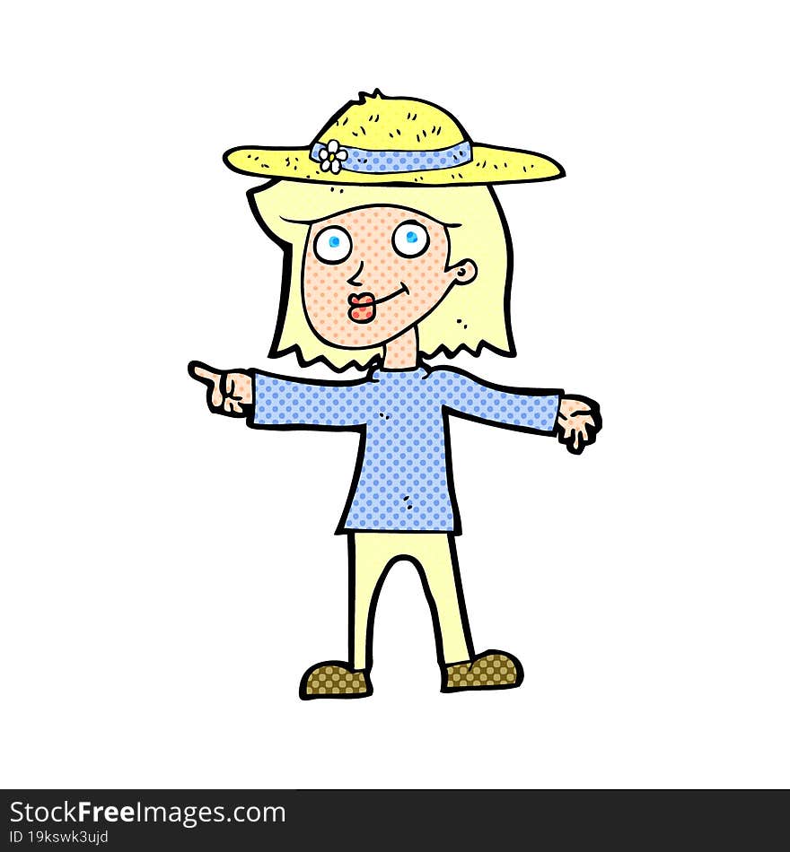 cartoon woman wearing hat