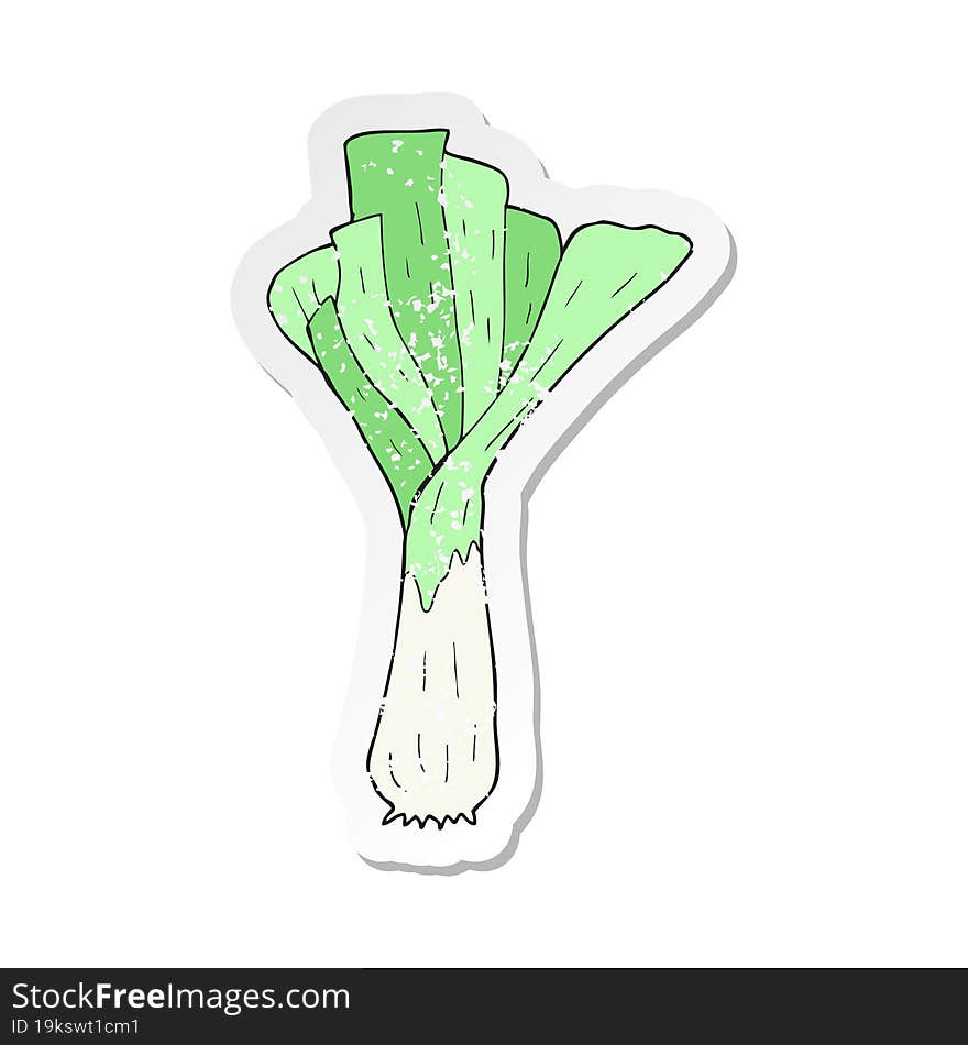 retro distressed sticker of a cartoon leek