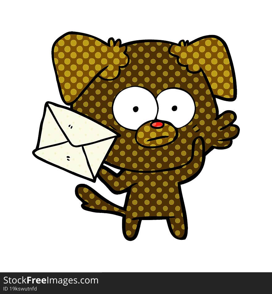 nervous dog cartoon with letter. nervous dog cartoon with letter