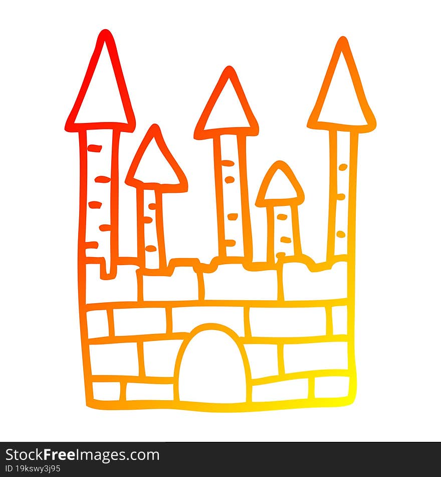 warm gradient line drawing cartoon traditional castle