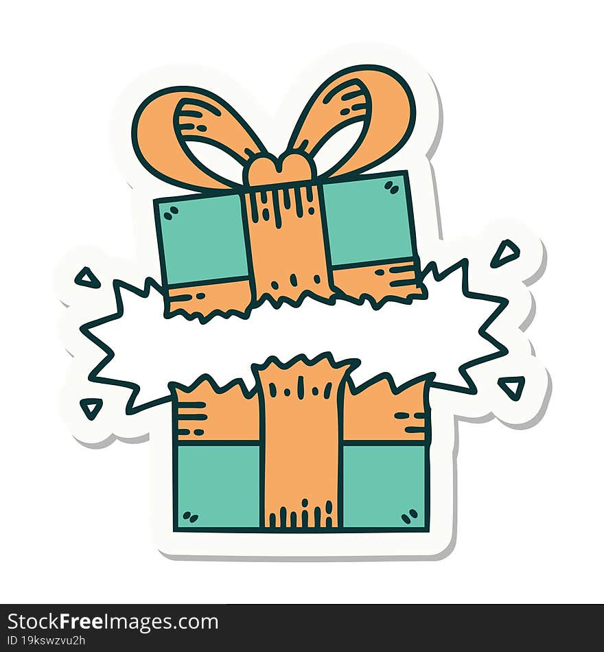 Tattoo Style Sticker Of A Present