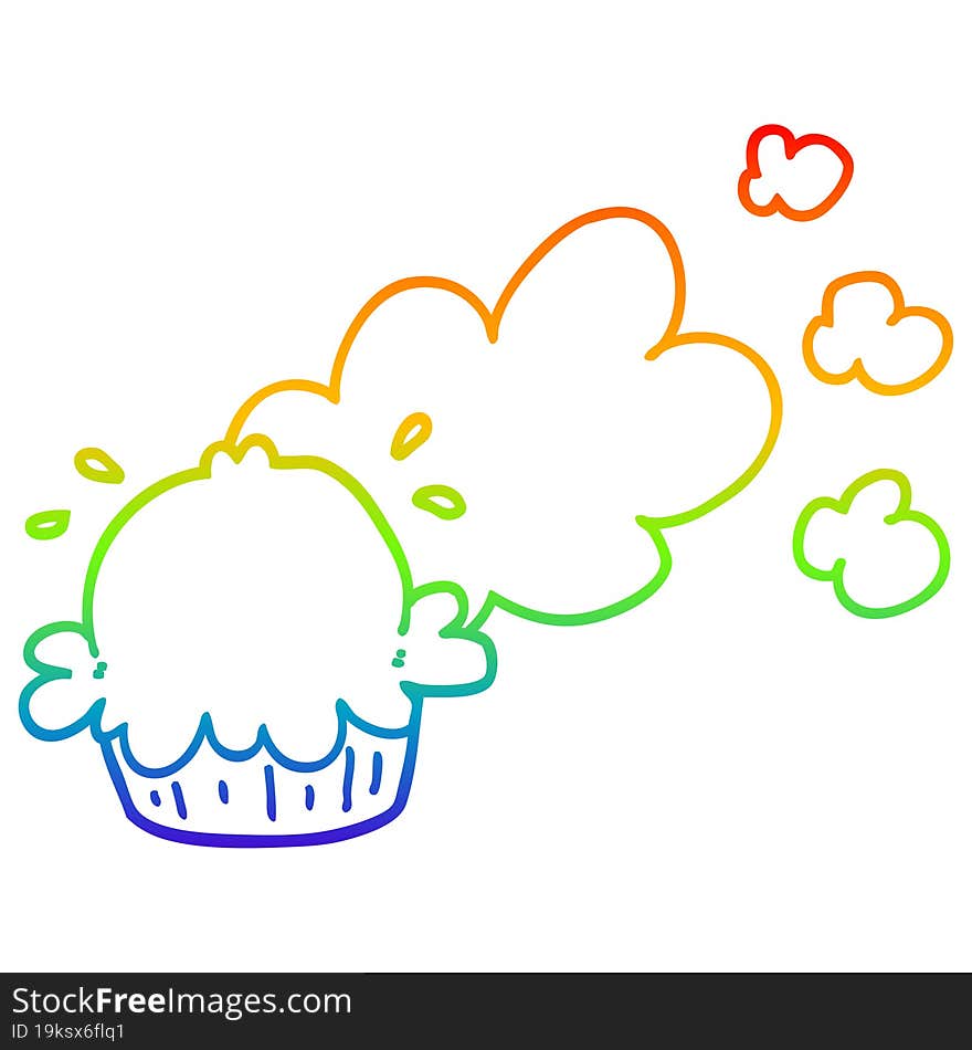 Rainbow Gradient Line Drawing Cute Cartoon Pie